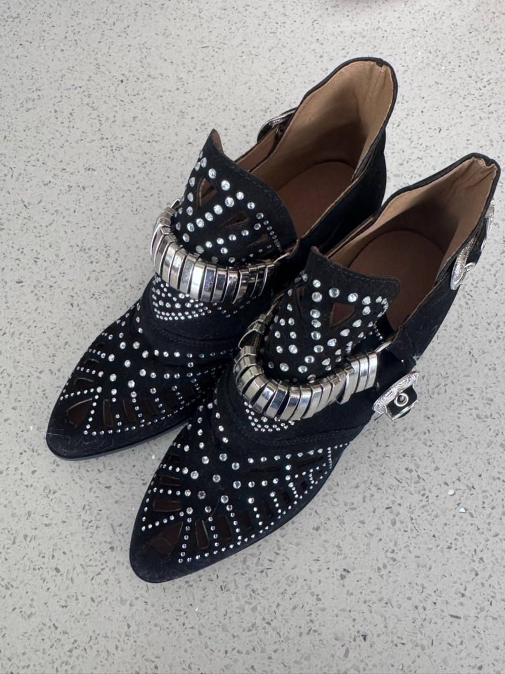 Women’s Black Studded Pointed Ankle Boots